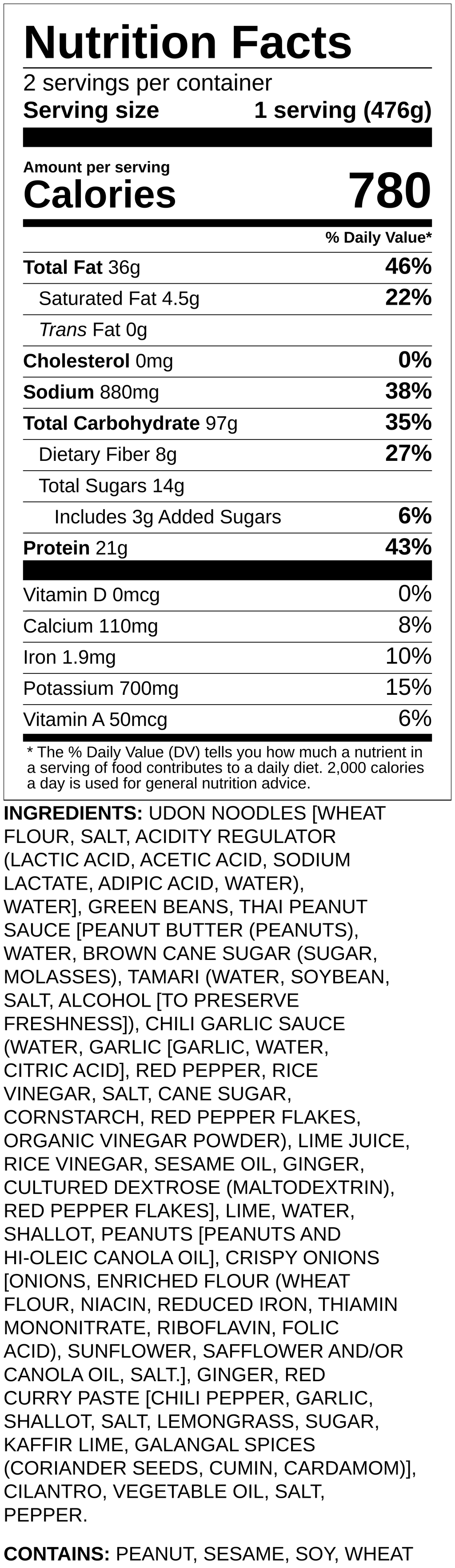 Nutrition label