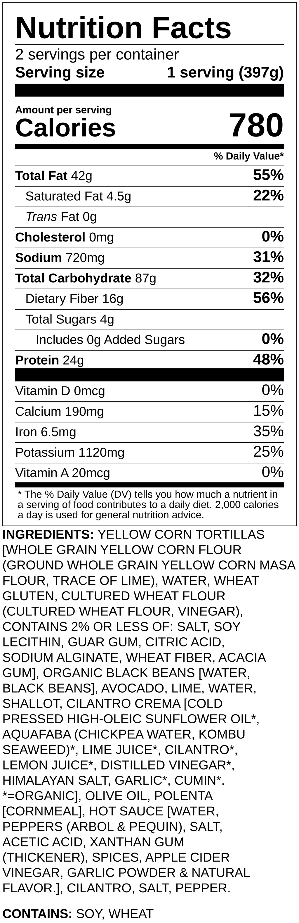 Nutrition label