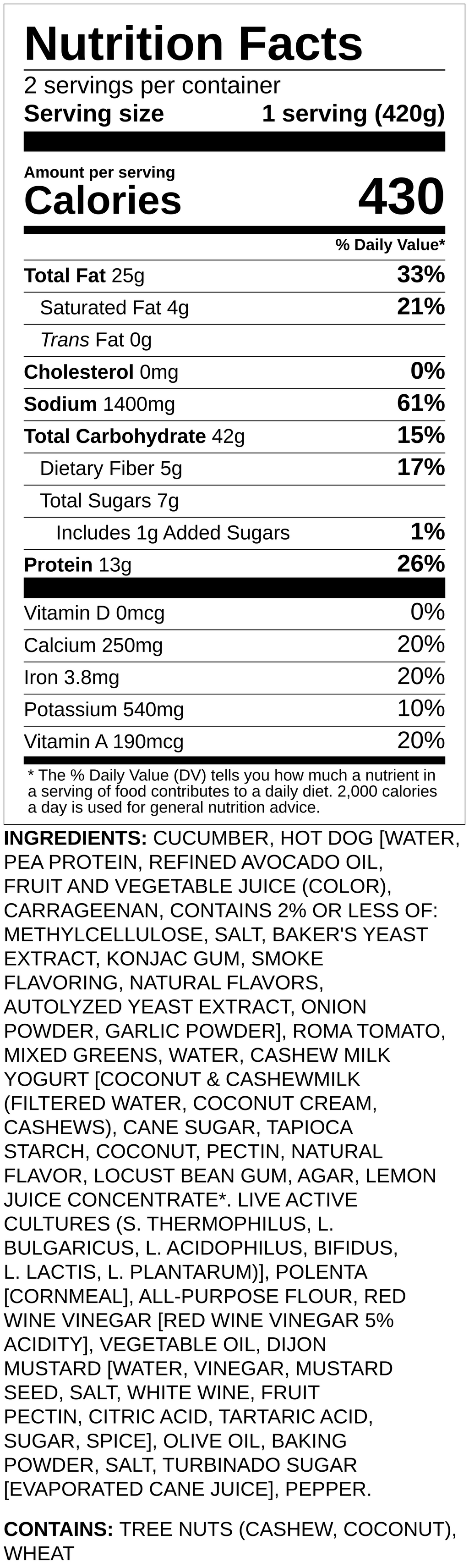 Nutrition label