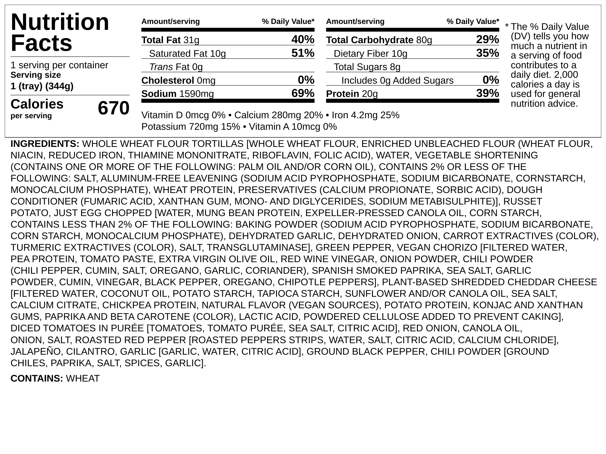 Nutrition label