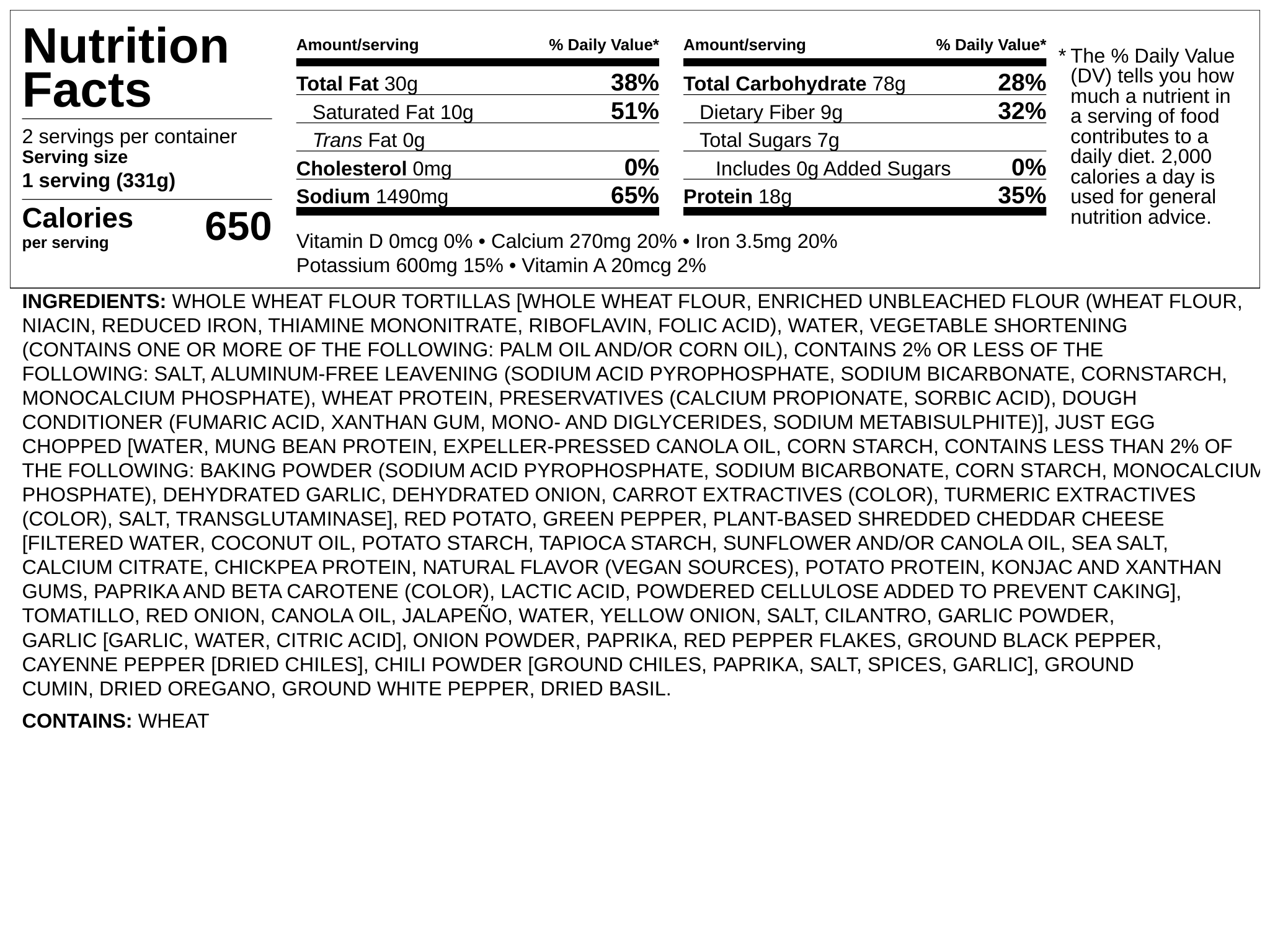 Nutrition label
