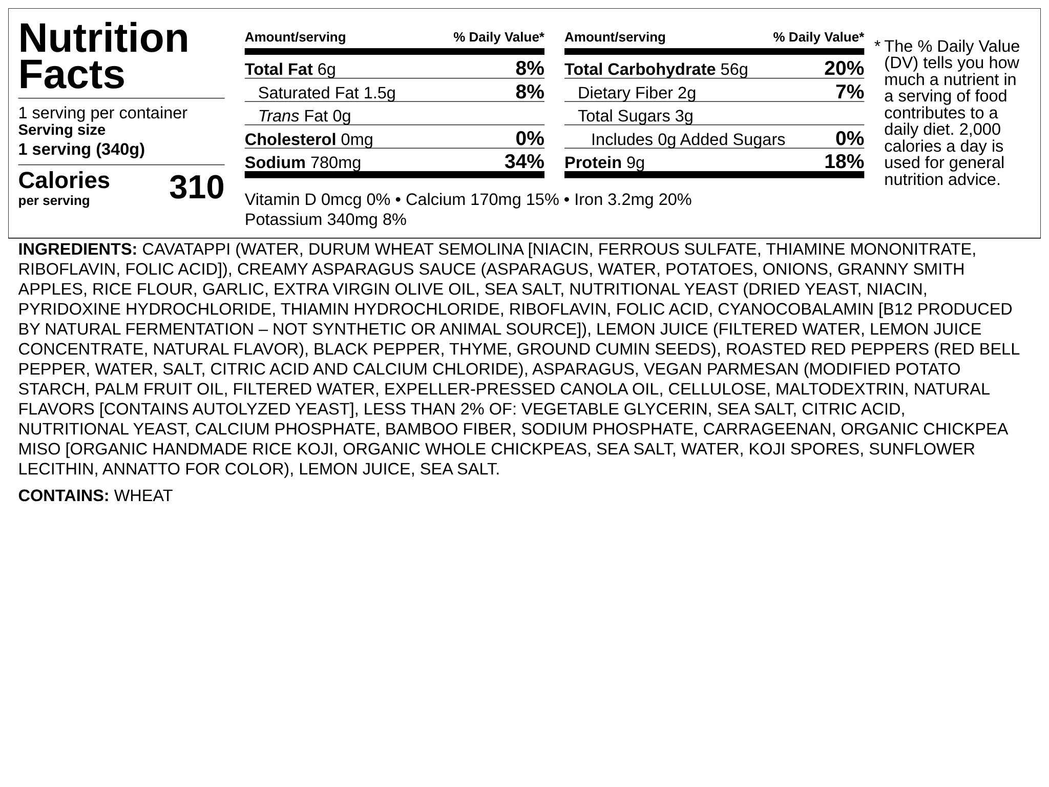 Nutrition label
