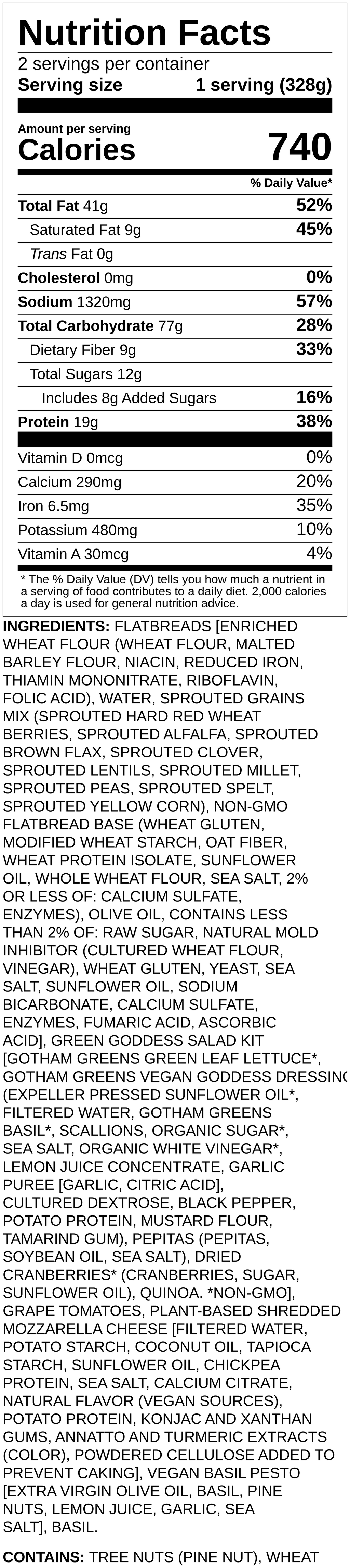Nutrition label