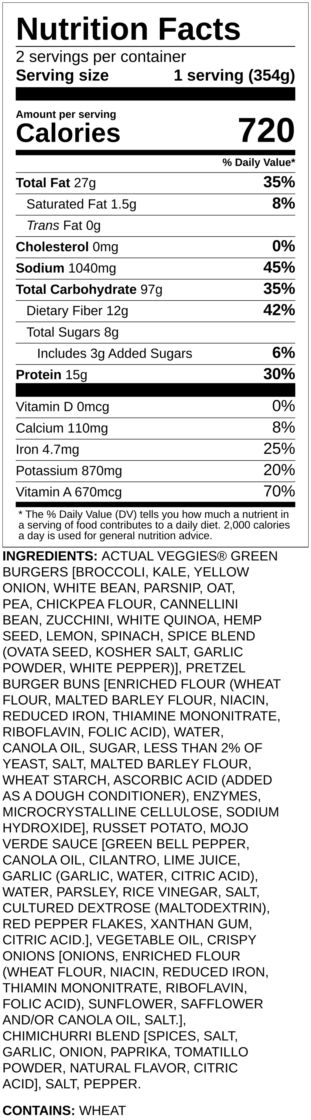 Nutrition label