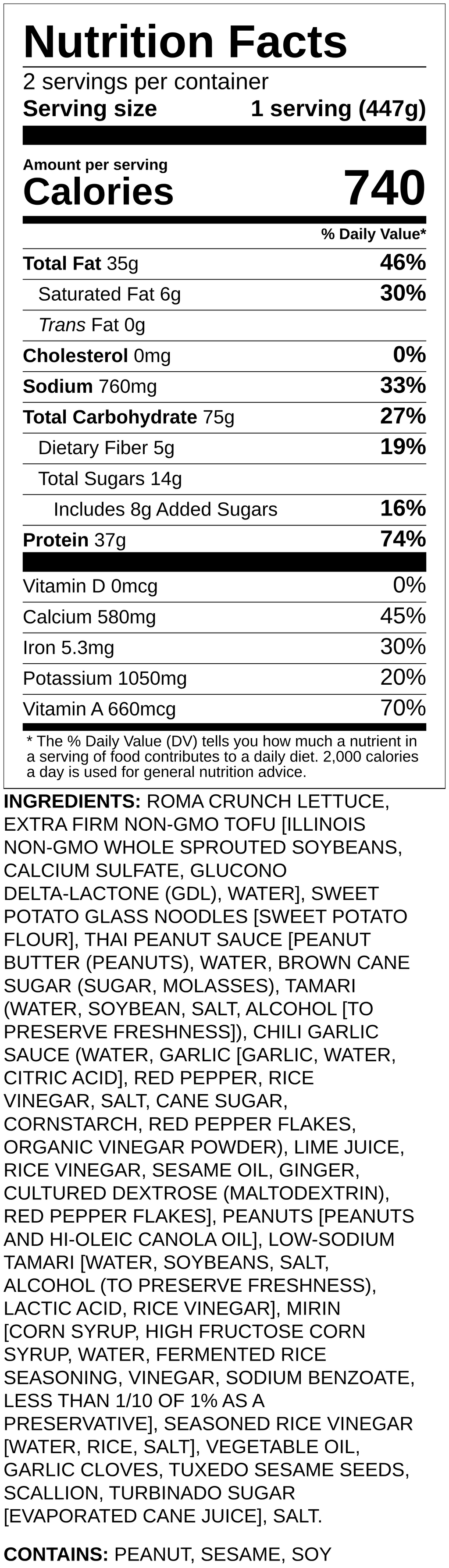 Nutrition label