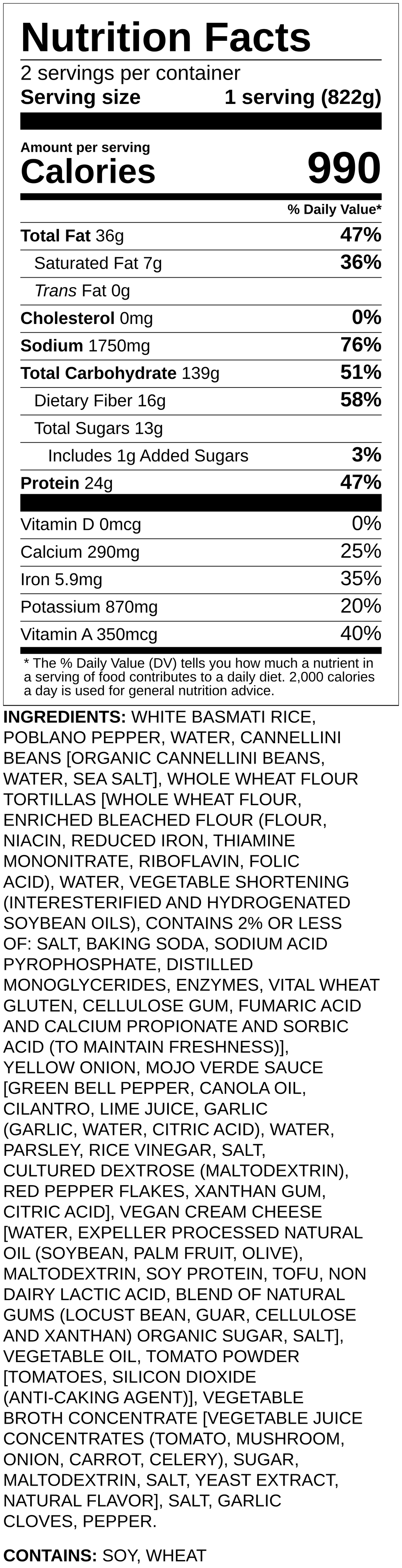 Nutrition label