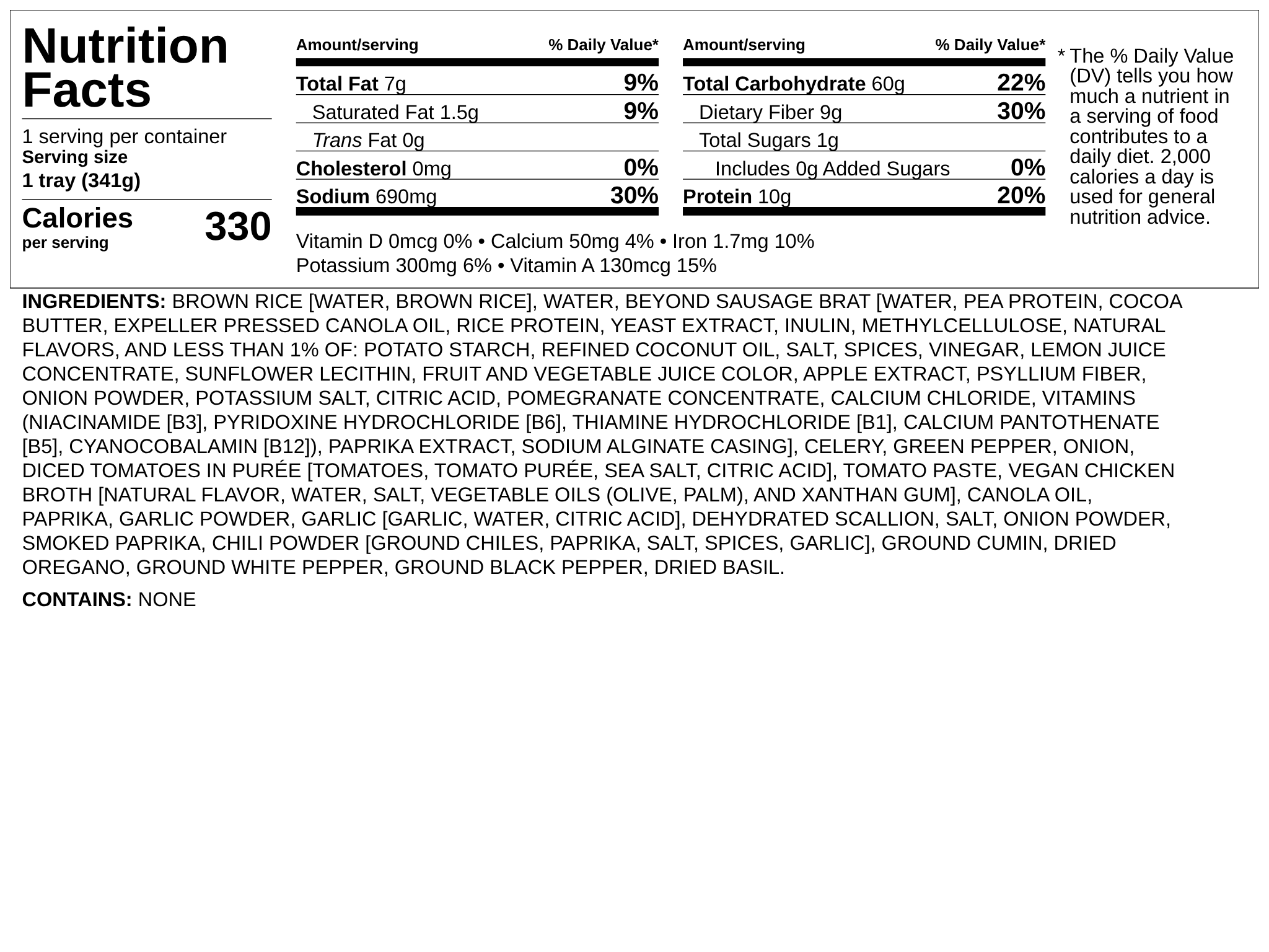 Nutrition label