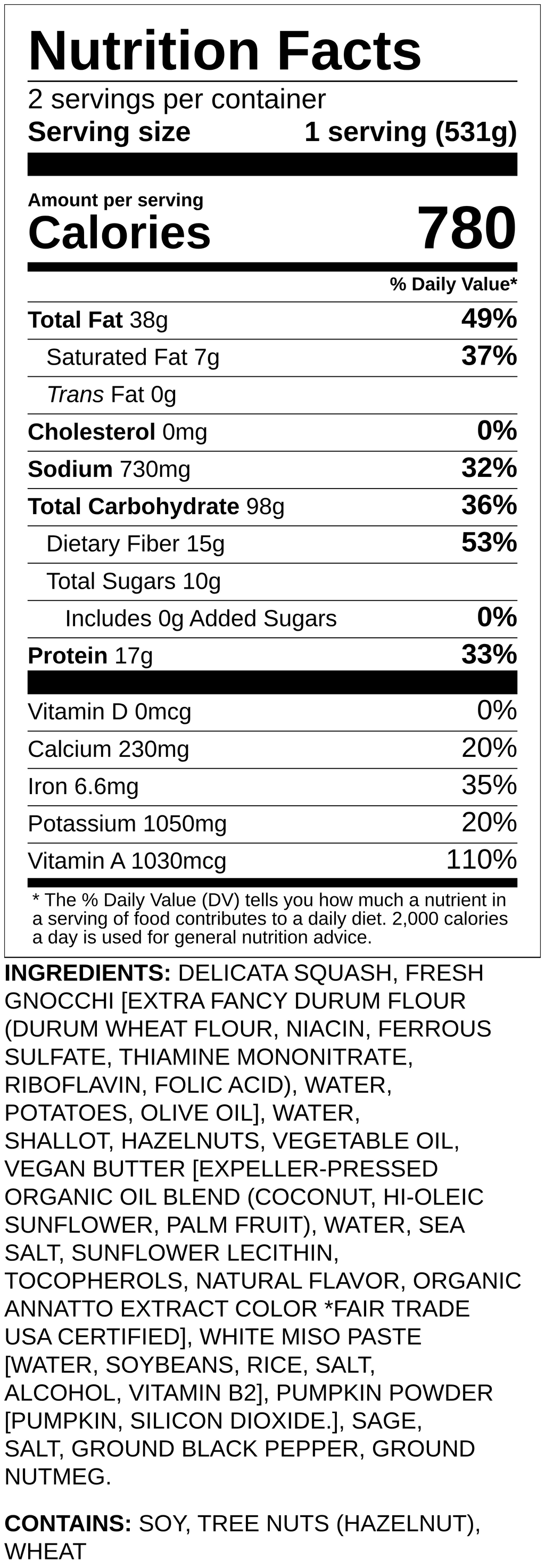 Nutrition label