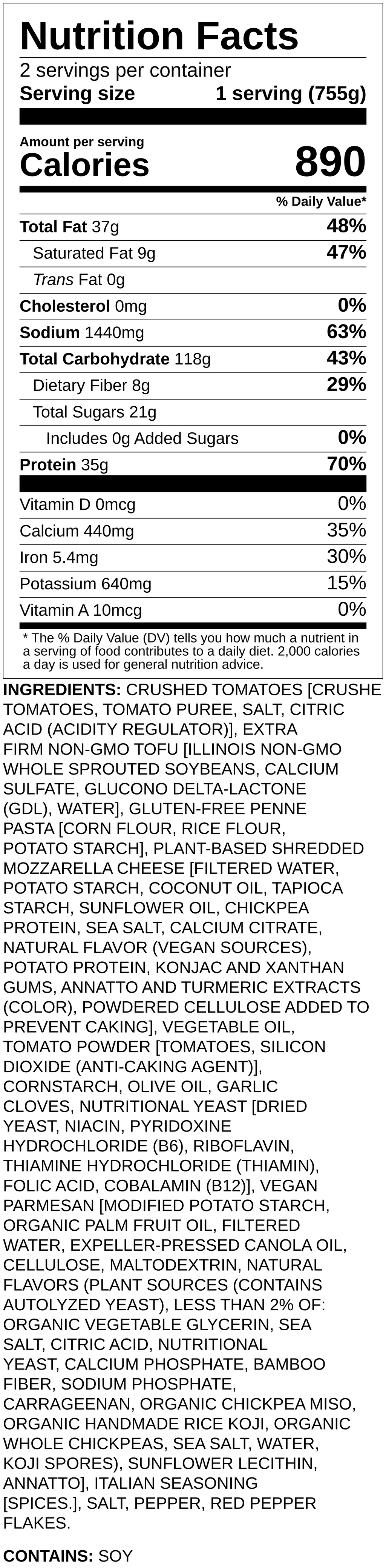 Nutrition label