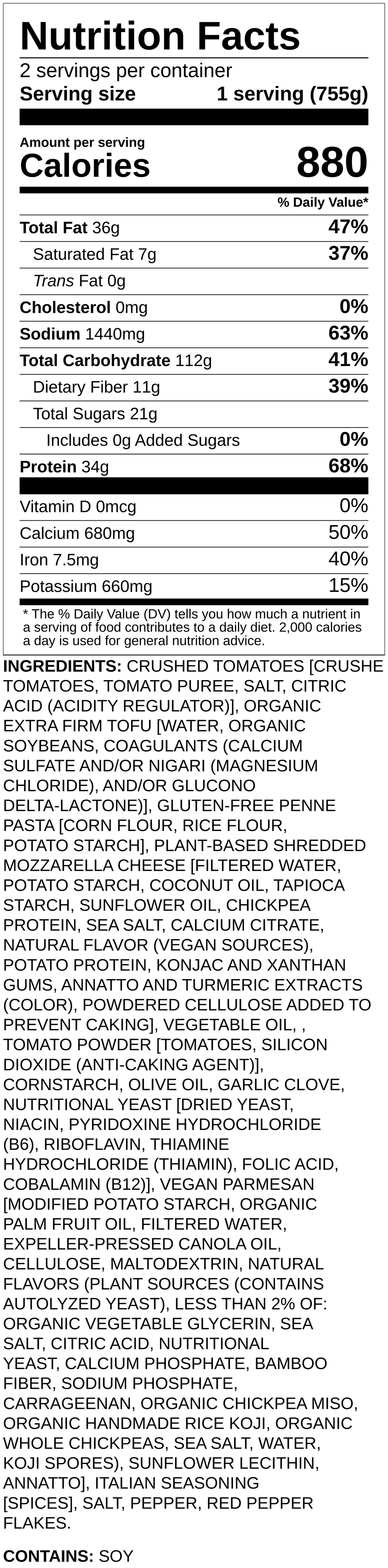 Nutrition label