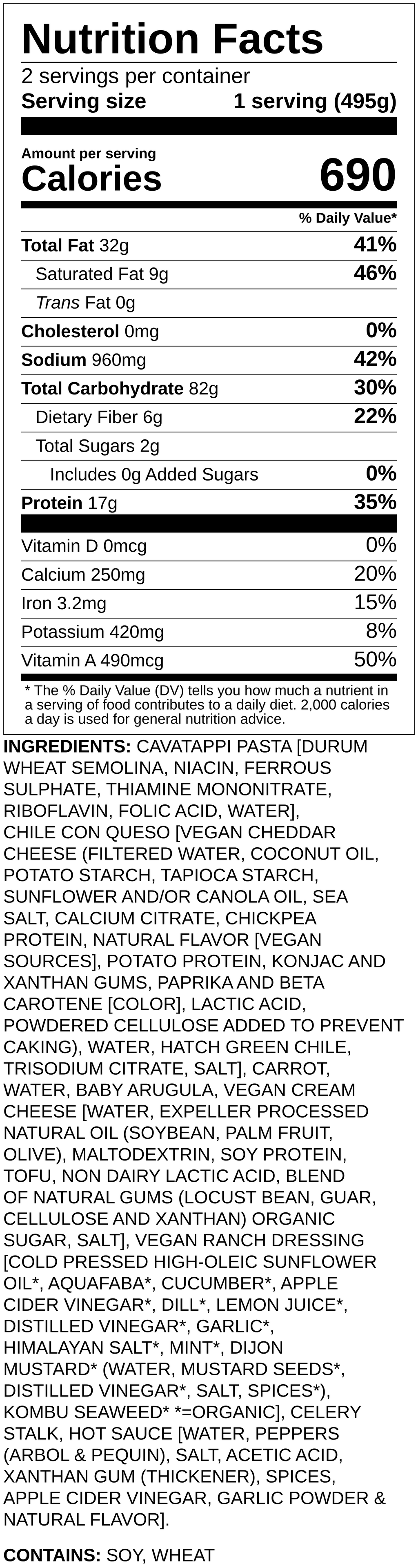 Nutrition label