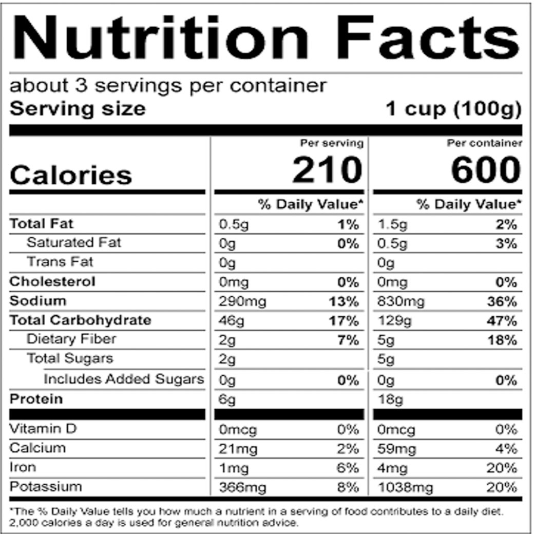 Nutrition label