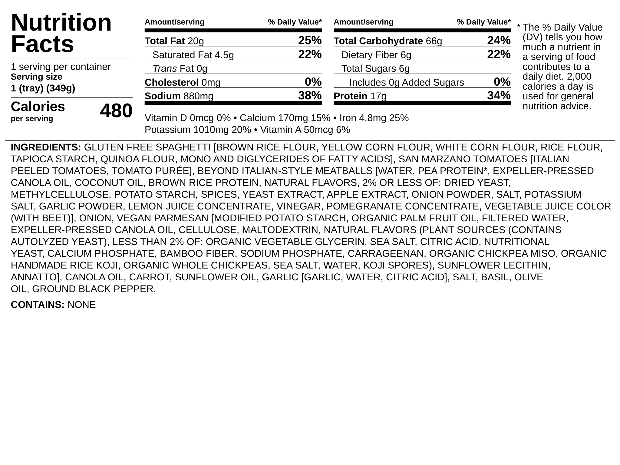Nutrition label