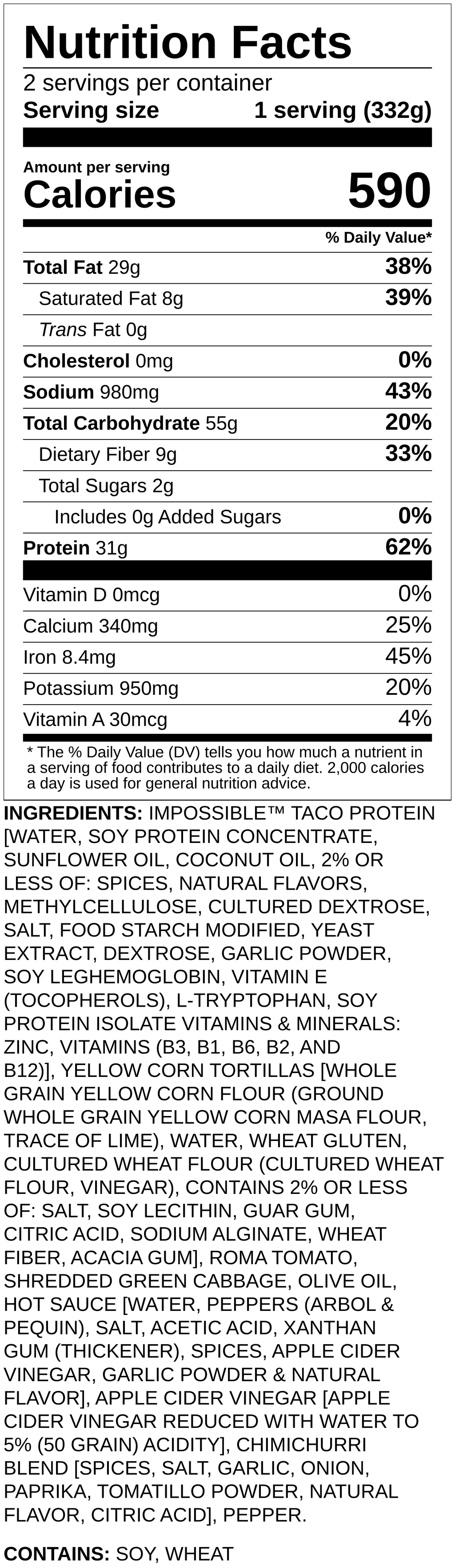 Nutrition label