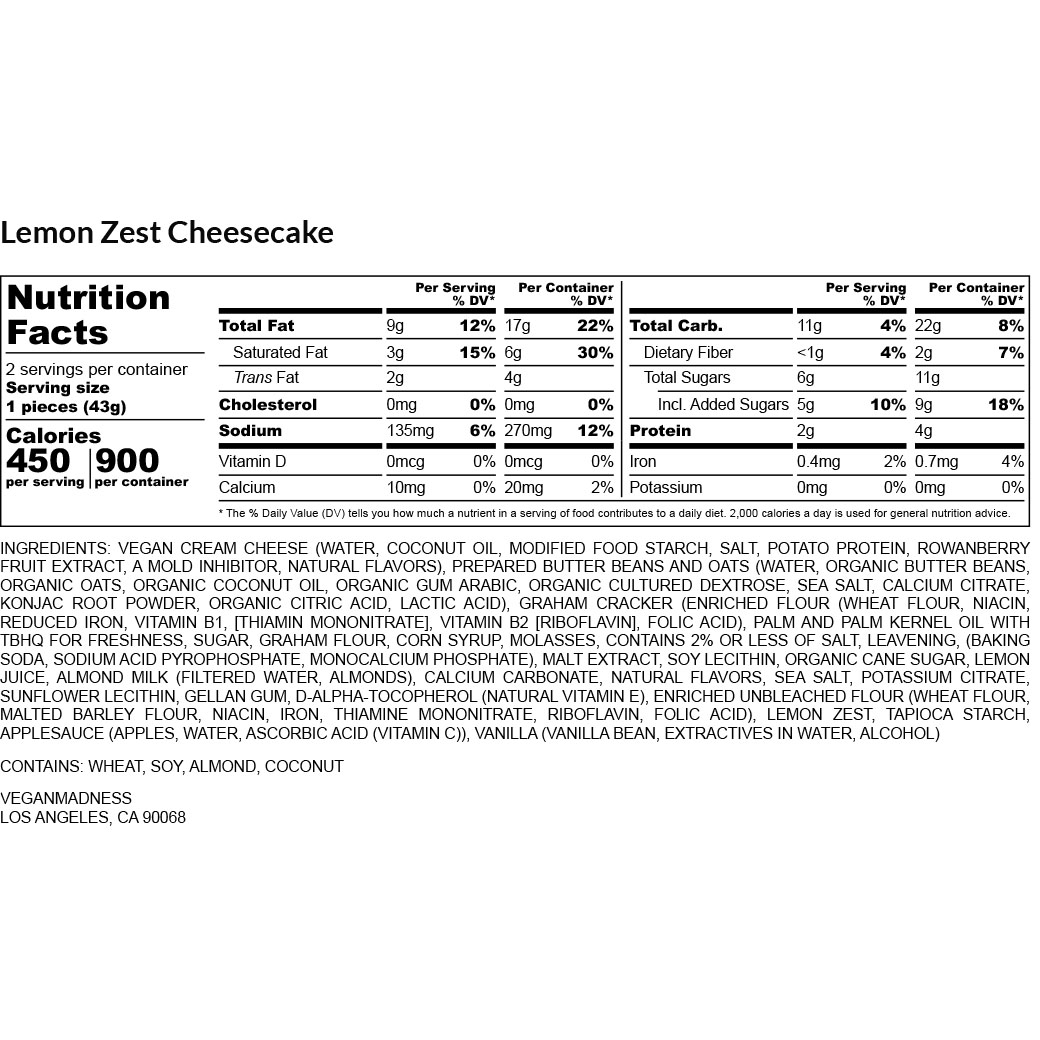 Nutrition label