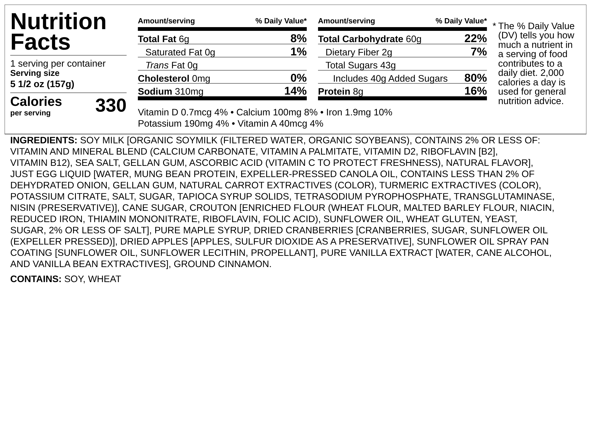 Nutrition label