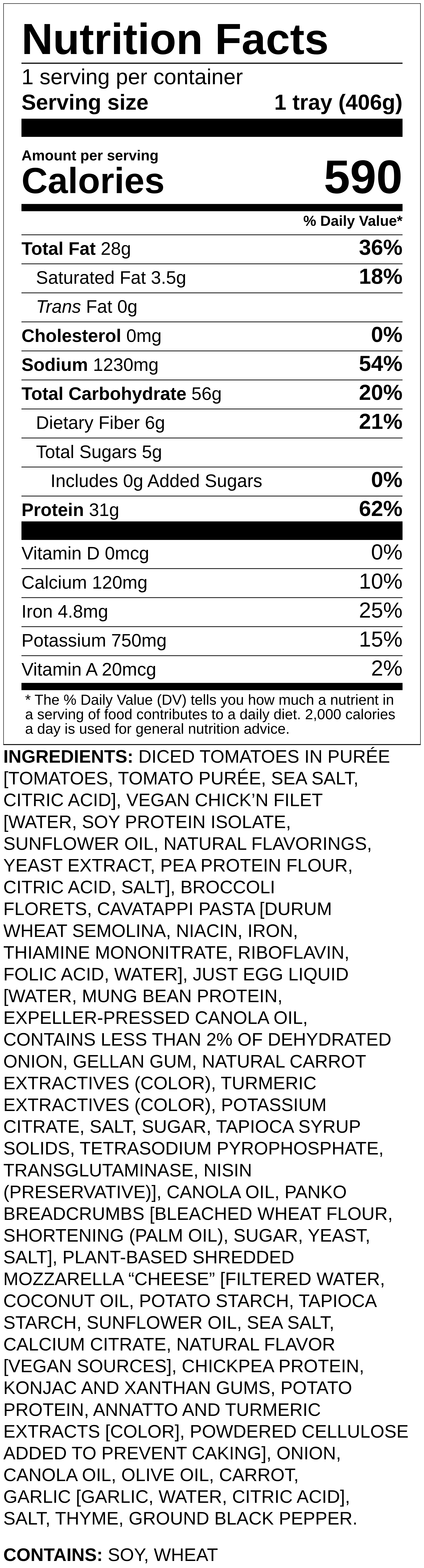 Nutrition label