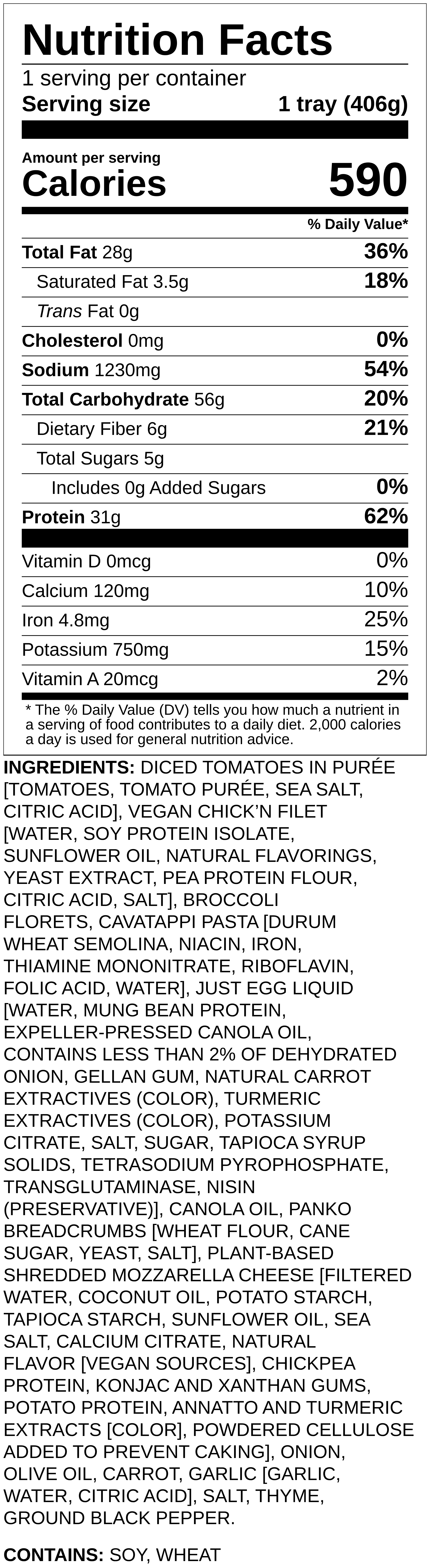 Nutrition label