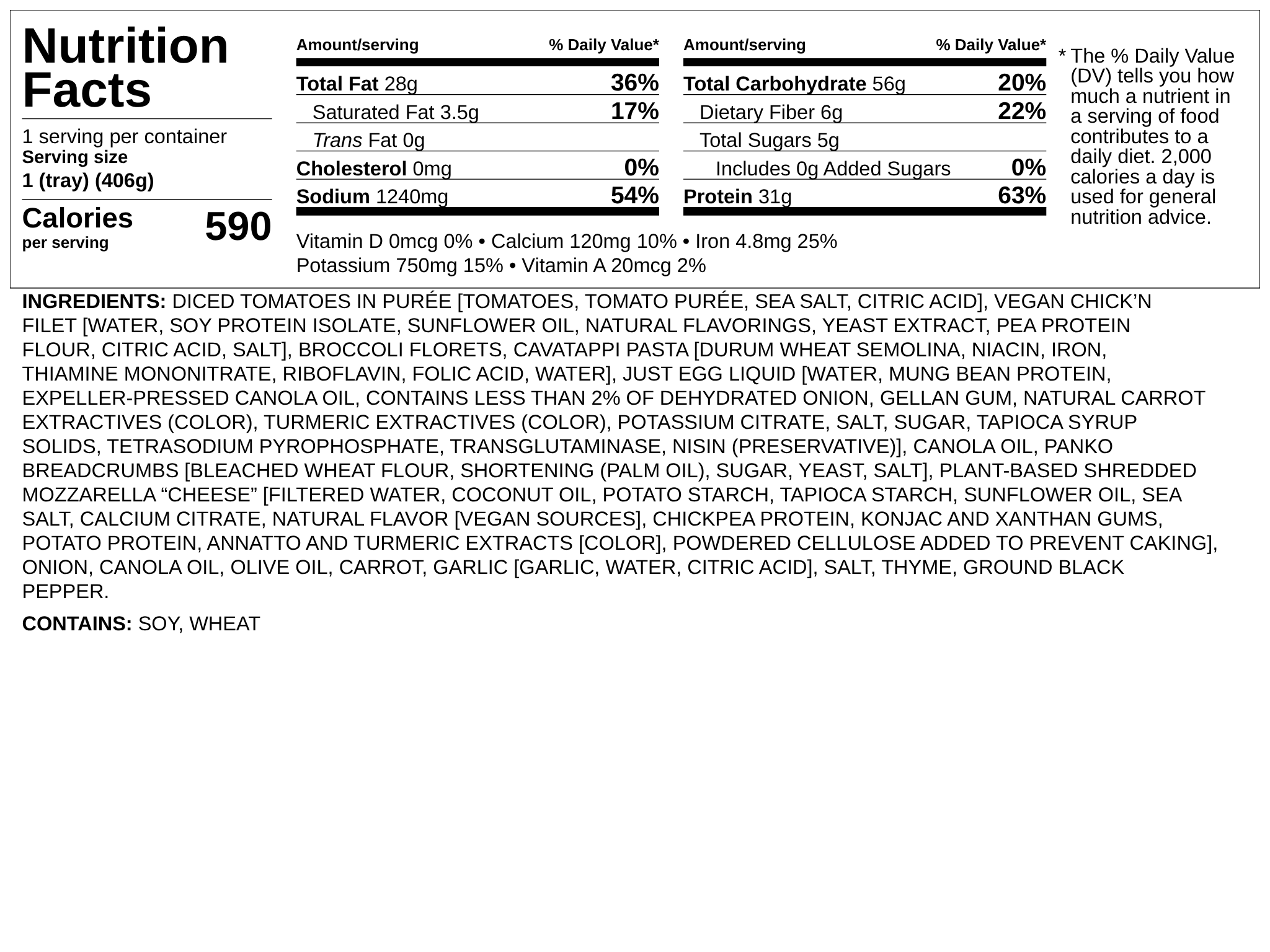 Nutrition label