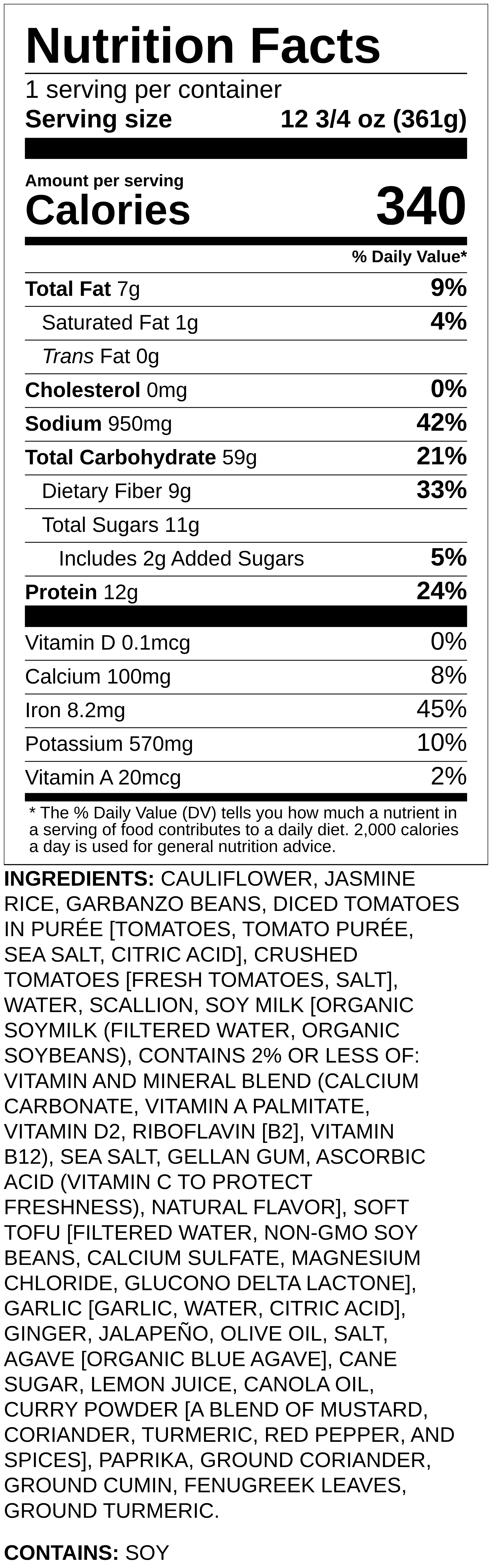 Nutrition label