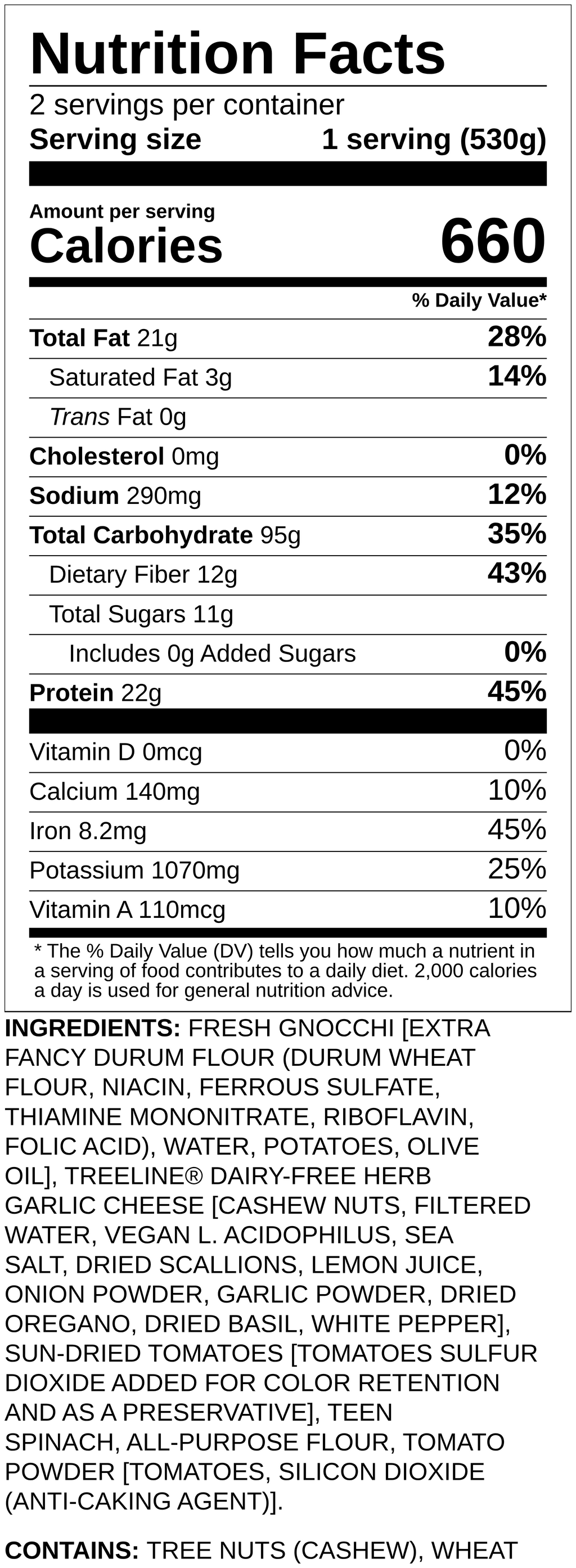 Nutrition label