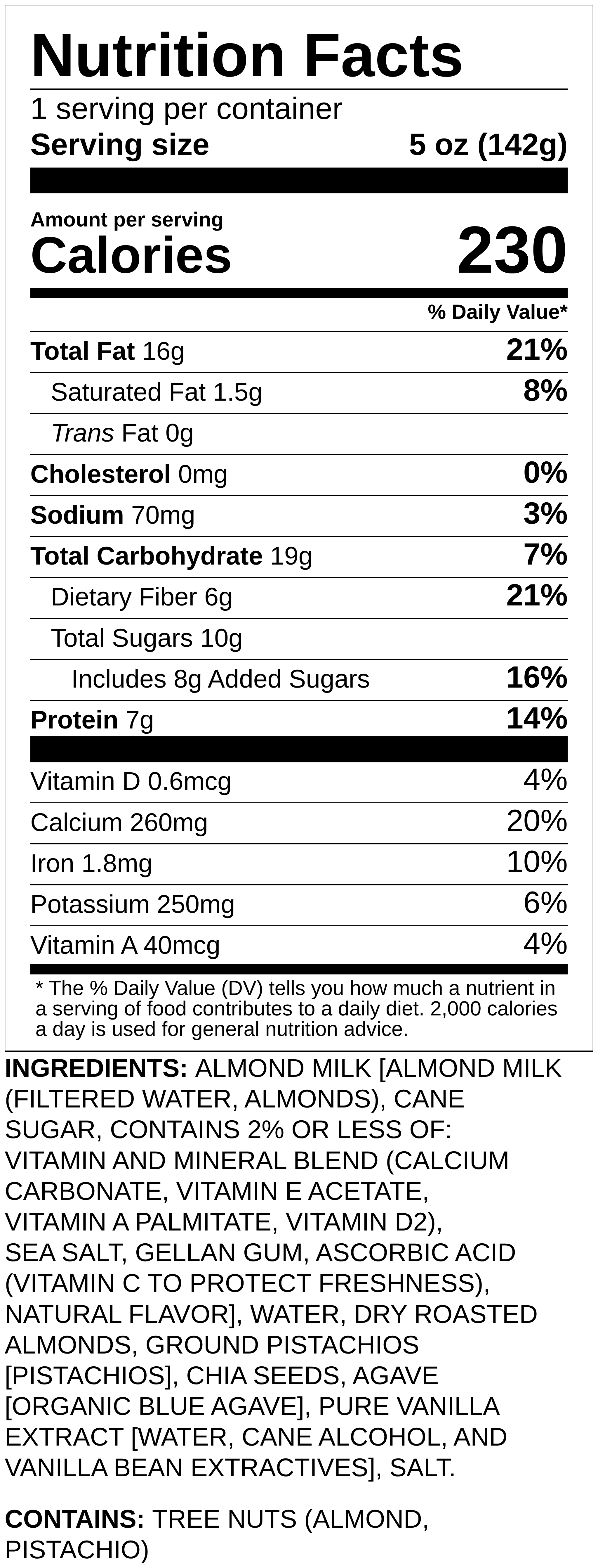 Nutrition label