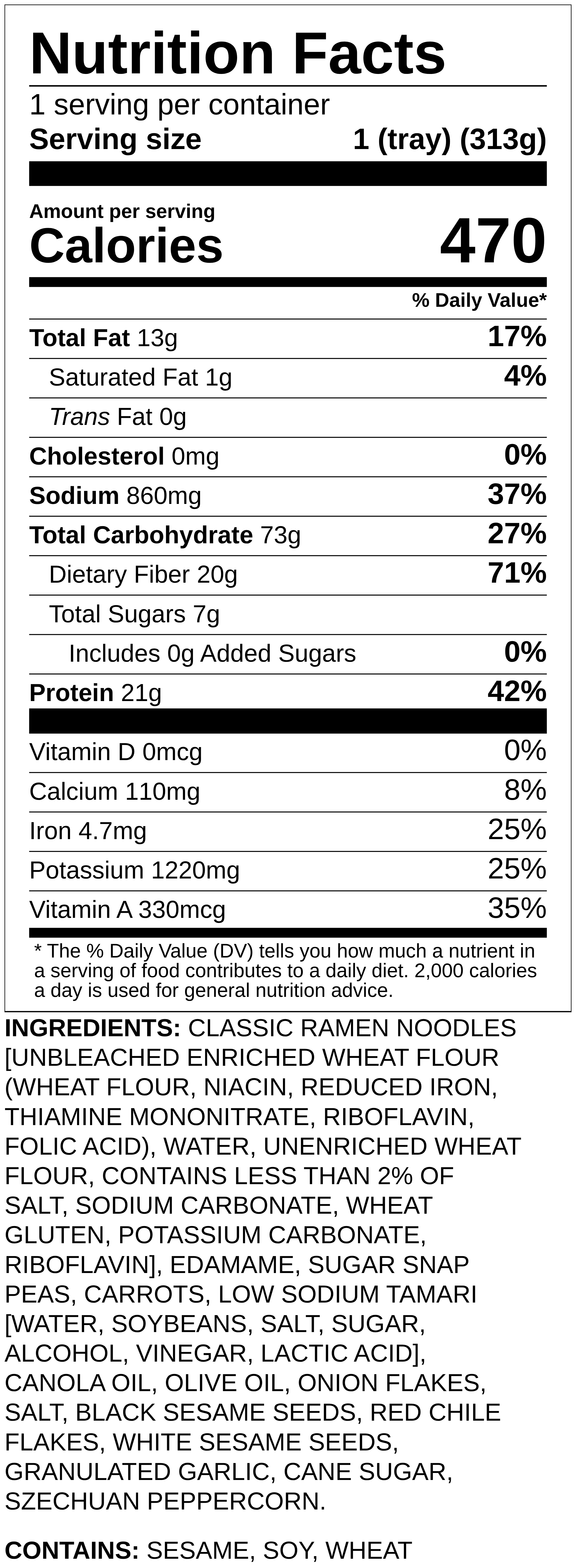 Nutrition label