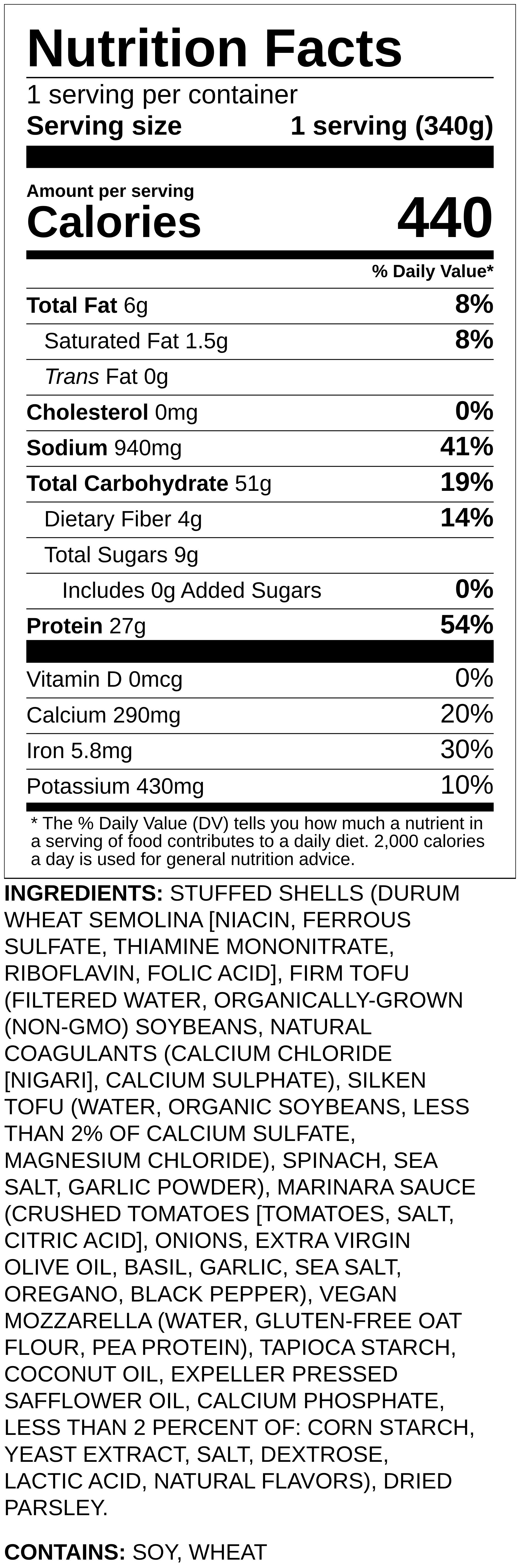 Nutrition label